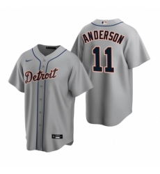 Mens Nike Detroit Tigers 11 Sparky Anderson Gray Road Stitched Baseball Jersey