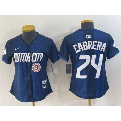 Women Detroit Tigers 24 Miguel Cabrera 2024 Navy City Connect Cool Base Limited Stitched Baseball Jersey 002