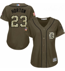 Womens Majestic Detroit Tigers 23 Willie Horton Authentic Green Salute to Service MLB Jersey