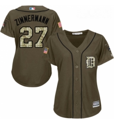 Womens Majestic Detroit Tigers 27 Jordan Zimmermann Authentic Green Salute to Service MLB Jersey