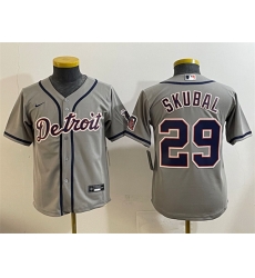 Youth Detroit Tigers 29 Tarik Skubal Grey Cool Base Stitched Baseball Jersey