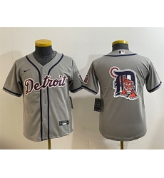 Youth Detroit Tigers Team Big Logo Grey Cool Base Stitched Baseball Jersey