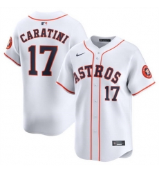 Men Houston Astros 17 Victor Caratini White 2024 Home Limited Stitched Baseball Jersey