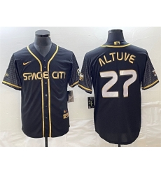 Men Houston Astros 27 Jose Altuve Black City Connect Cool Base Stitched Baseball Jersey