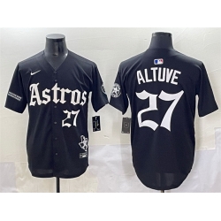 Men Houston Astros 27 Jose Altuve Black Gothic  27Houston Born Barrio Raised 27 Limited Stitched Baseball Jersey