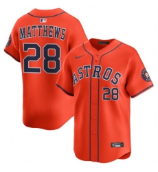 Men Houston Astros 28 Brice Matthews Orange 2025 Alternate Limited Stitched Baseball Jersey Men Houston Astros 28 Brice Matthews Orange 2025 Alternate Limited Stitched Baseball Jersey