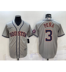 Men Houston Astros 3 Jeremy Pena Grey With Patch Cool Base Stitched Jersey