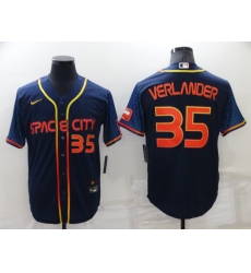 Men Houston Astros 35 Justin Verlander 2022 Navy City Connect Cool Base Stitched Jerse