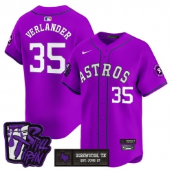 Men Houston Astros  35 Justin Verlander DJ Screw Still Tippin Purple Patch Vapor Limited Stitched Baseball Jersey