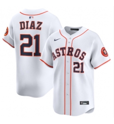 Men Houston Astros Yainer Diaz 21 White Flex Base Stitched Limited Jersey