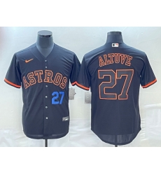 Men's Houston Astros #27 Jose Altuve Number Lights Out Black Fashion Stitched MLB Cool Base Nike Jerseys