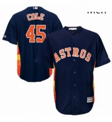 Mens Majestic Houston Astros 45 Gerrit Cole Replica Navy Blue Alternate Cool Base MLB Jersey 