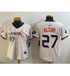 Women Houston Astros 27 Jose Altuve Cream 2025 City Connect With Texas Patch Limited Stitched Baseball Jersey