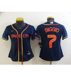 Women's Houston Astros #7 Craig Biggio 2022 Navy Blue City Connect Cool Base Stitched Jersey