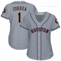 Womens Majestic Houston Astros 1 Carlos Correa Authentic Grey Road Cool Base MLB Jersey