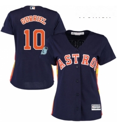 Womens Majestic Houston Astros 10 Yuli Gurriel Authentic Navy Blue Alternate Cool Base MLB Jersey 