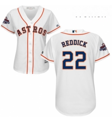 Womens Majestic Houston Astros 22 Josh Reddick Authentic White Home 2017 World Series Champions Cool Base MLB Jersey