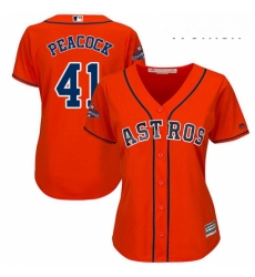 Womens Majestic Houston Astros 41 Brad Peacock Authentic Orange Alternate 2017 World Series Champions Cool Base MLB Jersey 