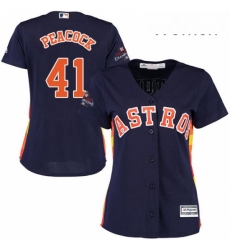 Womens Majestic Houston Astros 41 Brad Peacock Replica Navy Blue Alternate 2017 World Series Champions Cool Base MLB Jersey 