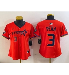 Youth Houston Astros 3 Jeremy Pena Orange 2025 City Connect With Texas Patch Limited Stitched Baseball Jersey