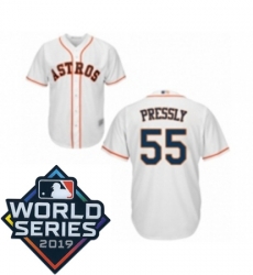 Youth Houston Astros 55 Ryan Pressly White Home Cool Base Baseball jersey