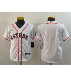 Youth Houston Astros Blank White With Patch Cool Base Stitched Jersey