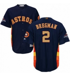 Youth Majestic Houston Astros 2 Alex Bregman Authentic Navy Blue Alternate 2018 Gold Program Cool Base MLB Jersey