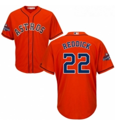 Youth Majestic Houston Astros 22 Josh Reddick Authentic Orange Alternate 2017 World Series Champions Cool Base MLB Jersey