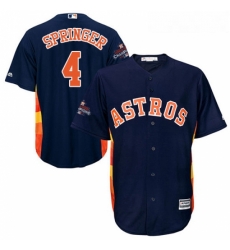 Youth Majestic Houston Astros 4 George Springer Authentic Navy Blue Alternate 2017 World Series Champions Cool Base MLB Jersey