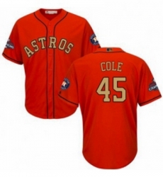 Youth Majestic Houston Astros 45 Gerrit Cole Authentic Orange Alternate 2018 Gold Program Cool Base MLB Jersey 