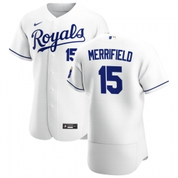 Men Kansas City Royals 15 Whit Merrifield Men Nike White Home 2020 Flex Base Player MLB Jersey