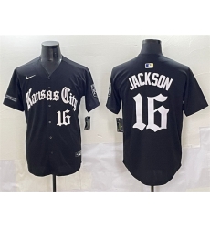 Men Kansas City Royals 16 Bo Jackson Black Gothic Crown Edition Vapor Premier Limited Stitched Baseball Jersey