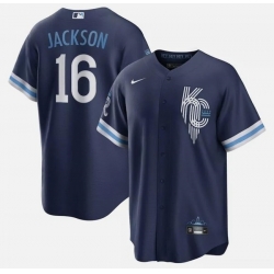 Men Kansas City Royals 16 Bo Jackson Navy City Connect Cool Base Stitched Baseball Jersey