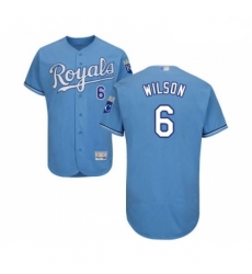 Mens Kansas City Royals 6 Willie Wilson Light Blue Alternate Flex Base Authentic Collection Baseball Jersey