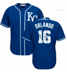 Mens Majestic Kansas City Royals 16 Paulo Orlando Authentic Blue Team Logo Fashion Cool Base MLB Jersey