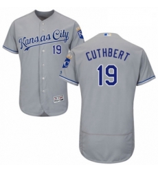 Mens Majestic Kansas City Royals 19 Cheslor Cuthbert Grey Road Flex Base Authentic Collection MLB Jersey