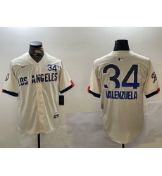 Los Angeles Dodgers 34 Fernando Valenzuela Authentic Collection Stitched MLB Jersey 1