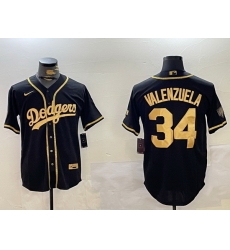 Los Angeles Dodgers 34 Fernando Valenzuela Black Authentic Collection Stitched MLB Jersey 1