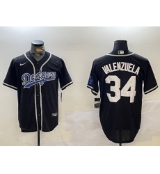 Los Angeles Dodgers 34 Fernando Valenzuela Black Authentic Collection Stitched MLB Jersey