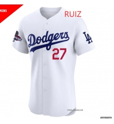 Men Dodgers RUIZ #27 White Flex Base Stitched MLB Jersey