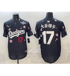Men Los Angeles Dodgers 17  Shohei Ohtani Black 2025 World Series Patch Tokyo Series Limited Stitched Baseball Jersey
