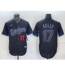 Men Los Angeles Dodgers 17 Shohei Ohtani Black Cool Base Stitched Baseball Jersey  III