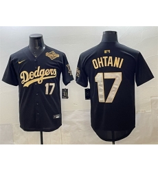 Men Los Angeles Dodgers 17 Shohei Ohtani Black Gold 2025 World Series Patch Limited Stitched Baseball Jersey Men Los Angeles Dodgers 17 Shohei Ohtani Black Gold 2025 World Series Patch Limited Stitched Baseball Jersey