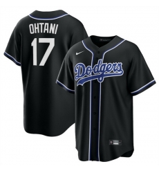 Men Los Angeles Dodgers 17 Shohei Ohtani Black Lights Out Limited Stitched Baseball Jersey
