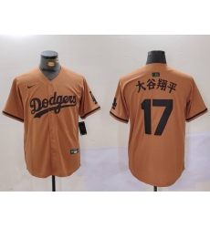 Men Los Angeles Dodgers 17  Shohei Ohtani Brown Cool Base Stitched Baseball Jersey  3