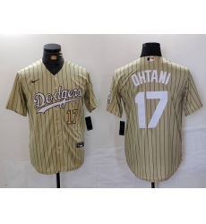 Men Los Angeles Dodgers 17 Shohei Ohtani Cream Cool Base Stitched Jersey 3