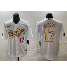 Men Los Angeles Dodgers 17 Shohei Ohtani Number White 2022 All Star Stitched Cool Base Nike Jersey