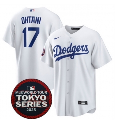 Men Los Angeles Dodgers 17  Shohei Ohtani White 2025 World Tour Tokyo Series Home Stitched Baseball Jersey