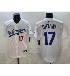 Men Los Angeles Dodgers  17 Shohei Ohtani White Alternate Stadium Stitched Baseball Jersey