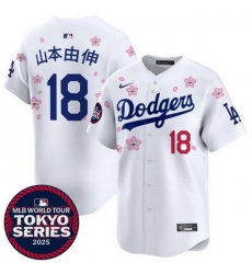 Men Los Angeles Dodgers 18 Yoshinobu Yamamoto Japanese Name White 2025 Tokyo Series Limited Stitched Baseball Jersey